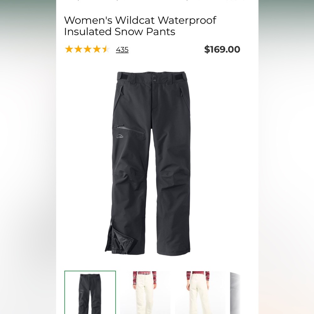 LL Bean women’s snow pants size small petite